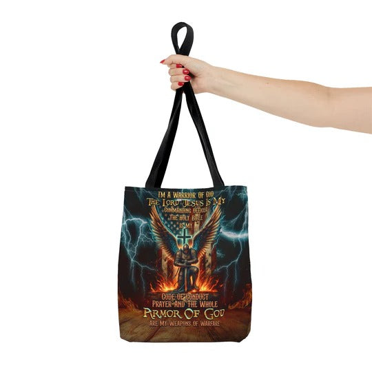 Cowgic I'm A Warrior Of God Tote Bag
