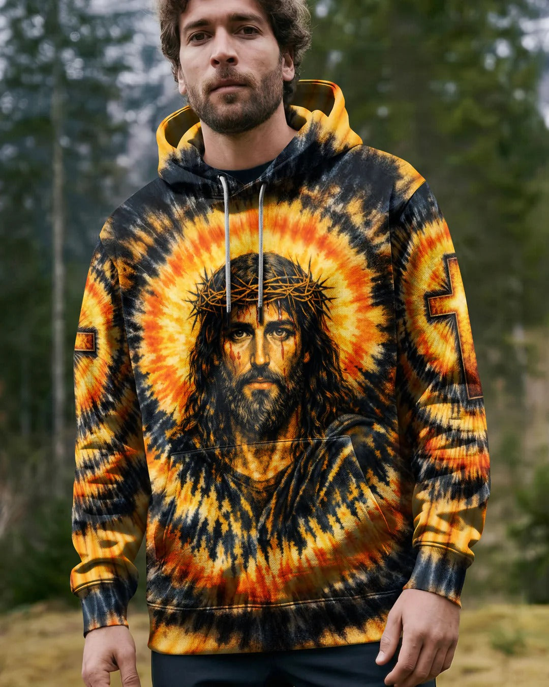 Cowgic Jesus Halo Of Faith Black & Yellow Swirl Men's All Over Print Shirt
