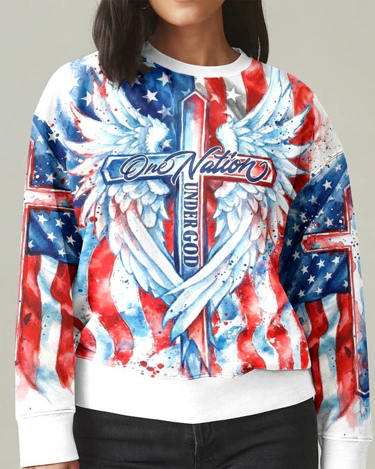 Cowgic Patriotic Angel Wings Cross Women's All Over Print Shirt
