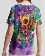 Cowgic Blessed By God Loved By Jesus Horse Women's All Over Print Shirt