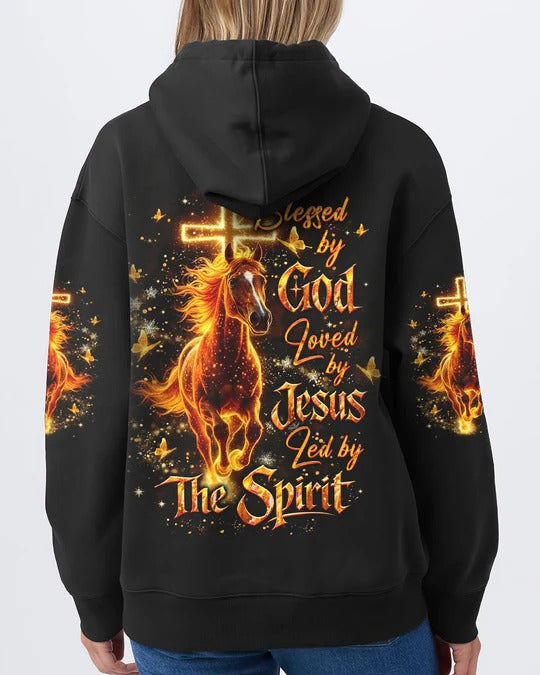 Cowgic Blessed By God Loved By Jesus Horse Women's All Over Print Shirt