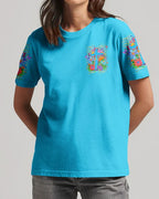 Cowgic Look Back And Thank God Cross Flowers All Over Print Shirt