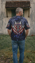 Cowgic One Nation Under God Cross Wings Men's All Over Print Shirt