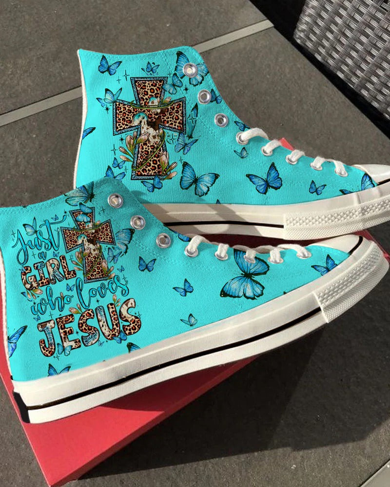 Cowgic Just A Girl Who Loves Jesus High Top Canvas Shoes