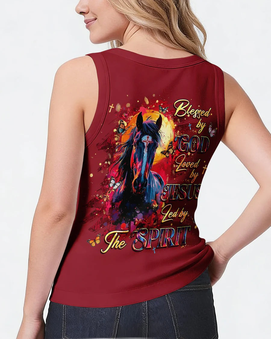Cowgic Blessed By God Loved By Jesus Horse Women's All Over Print Shirt