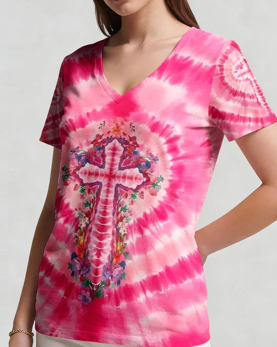 Cowgic Pink Swirl Cross Flowers Women's All Over Print Shirt