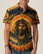Cowgic Jesus Halo Of Faith Black & Yellow Swirl Men's All Over Print Shirt
