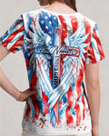 Cowgic Patriotic Angel Wings Cross Women's All Over Print Shirt