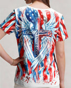 Cowgic Patriotic Angel Wings Cross Women's All Over Print Shirt