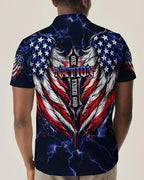 Cowgic One Nation Under God Cross Wings Men's All Over Print Shirt