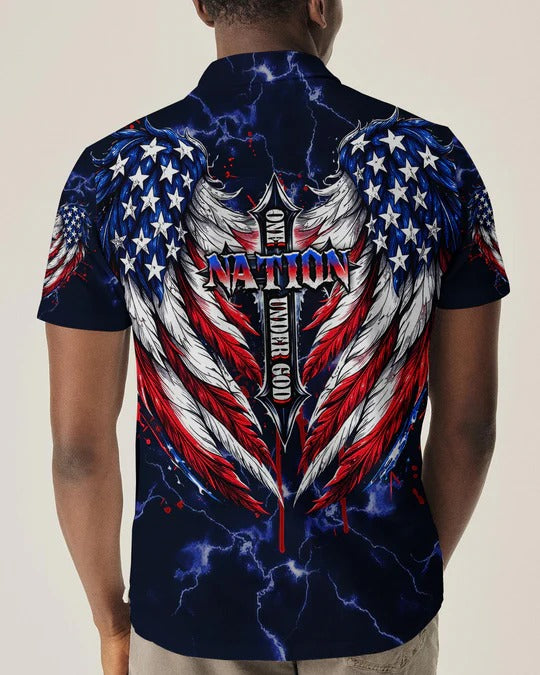 Cowgic One Nation Under God Cross Wings Men's All Over Print Shirt