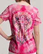Cowgic Pink Swirl Cross Flowers Women's All Over Print Shirt