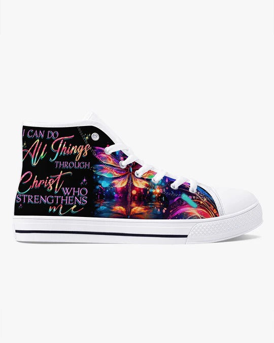 Cowgic I Can Do All Things Dragonflies High Top Canvas Shoes