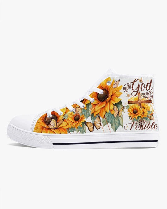 Cowgic With God All Things Are Possible High Top Canvas Shoes