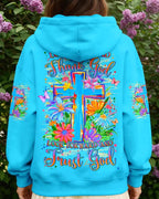 Cowgic Look Back And Thank God Cross Flowers All Over Print Shirt