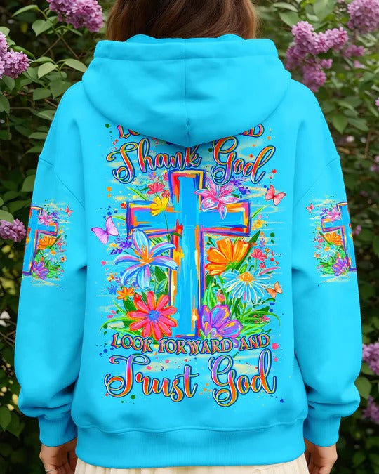 Cowgic Look Back And Thank God Cross Flowers All Over Print Shirt