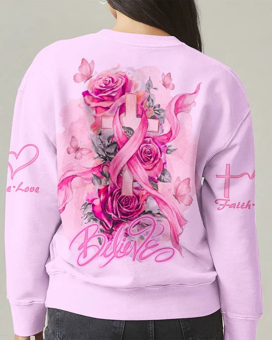Cowgic Believe In Pink Ribbon Faith All Over Print