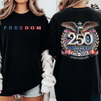Freedom 250 Years Anniversary Dark Shirt | Patriotic 4th of July 1776–2026 Eagle US Flag Front & Back Shirt