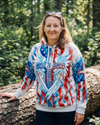Cowgic Patriotic Angel Wings Cross Women's All Over Print Shirt