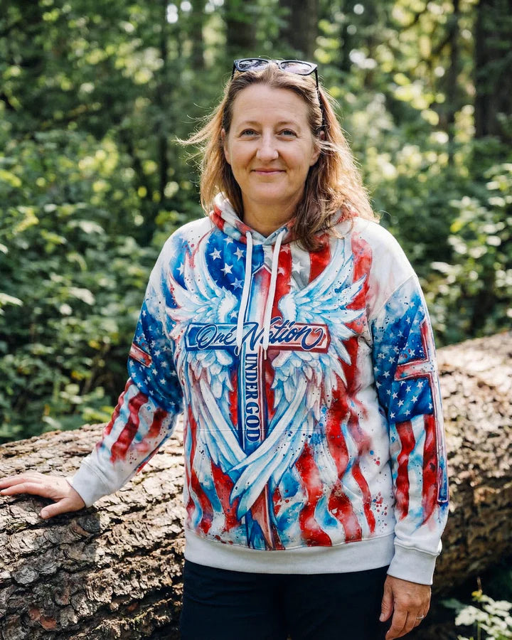 Cowgic Patriotic Angel Wings Cross Women's All Over Print Shirt