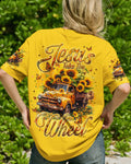 Cowgic Jesus Take The Wheel Sunflower Women's All Over Print Shirt