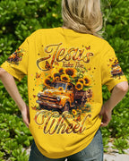 Cowgic Jesus Take The Wheel Sunflower Women's All Over Print Shirt
