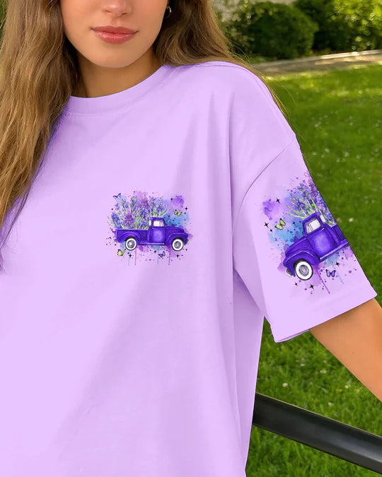 Cowgic Jesus Take The Wheel Lavender Women's All Over Print Shirt
