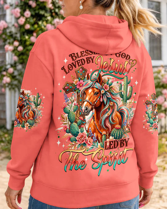 Cowgic Blessed By God Loved By Jesus Horse Women's All Over Print Shirt