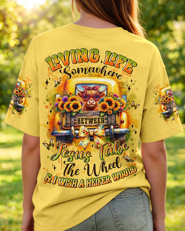 Cowgic Living Life Somewhere Heifer Women's All Over Print Shirt