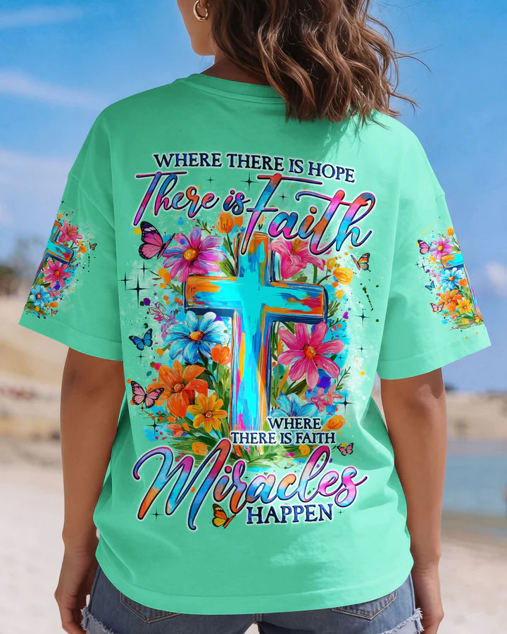 Cowgic Where There Is Faith Miracles Happen Women's All Over Print Shirt