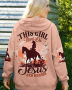 Cowgic This Girl Runs On Jesus And Horses Women's All Over Print Shirt