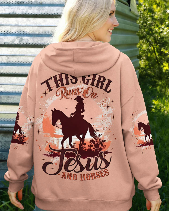 Cowgic This Girl Runs On Jesus And Horses Women's All Over Print Shirt