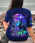 Cowgic Blessed By God Loved By Jesus Horse Women's All Over Print Shirt