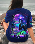 Cowgic Blessed By God Loved By Jesus Horse Women's All Over Print Shirt