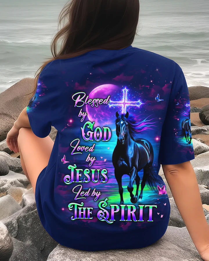 Cowgic Blessed By God Loved By Jesus Horse Women's All Over Print Shirt