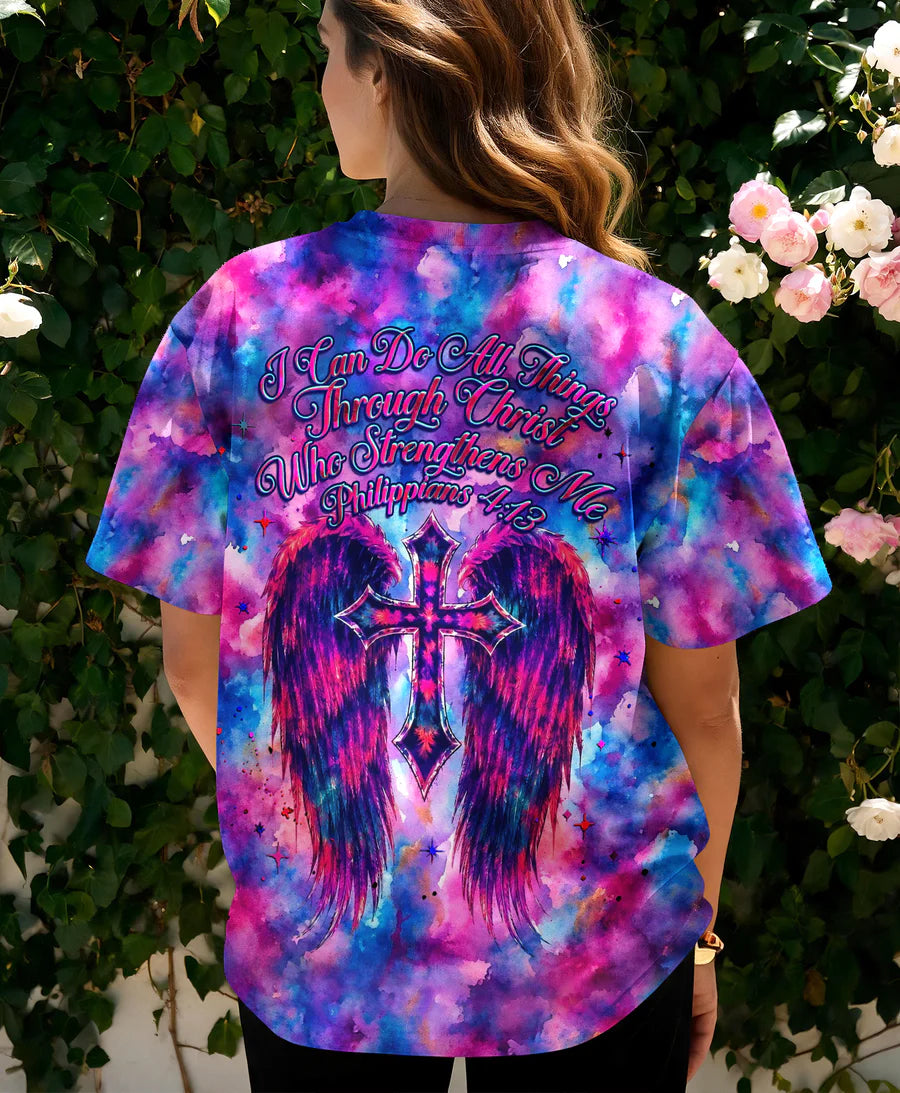 Cowgic I Can Do All Things Through Christ Neon Jesus Cross All Over Print Shirt