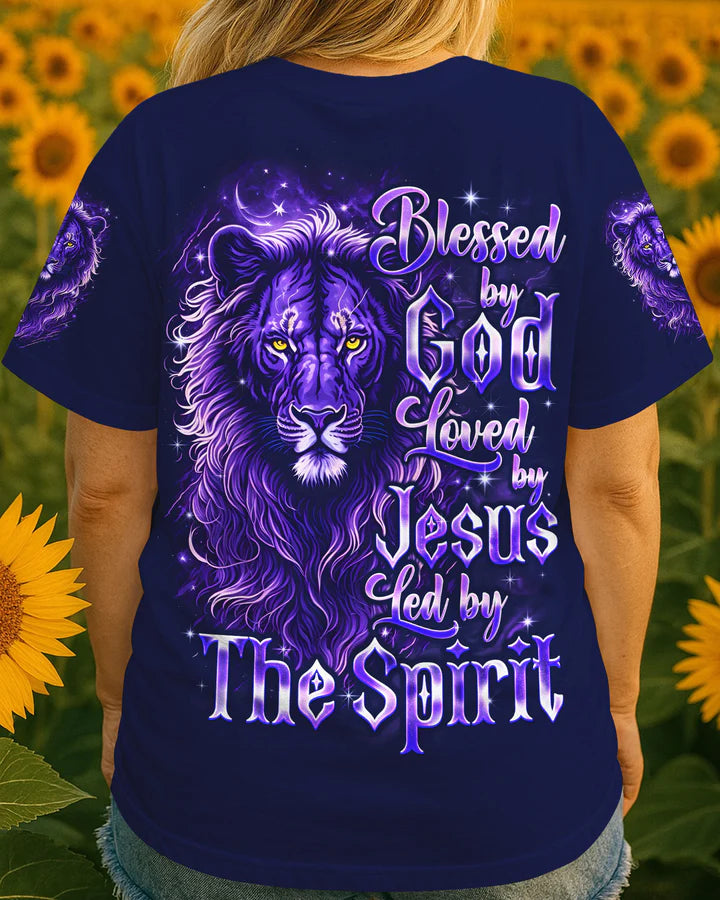 Cowgic Blessed By God Loved By Jesus Lion Women's All Over Print Shirt