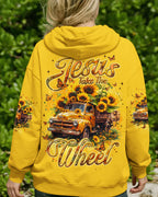 Cowgic Jesus Take The Wheel Sunflower Women's All Over Print Shirt