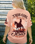Cowgic This Girl Runs On Jesus And Horses Women's All Over Print Shirt