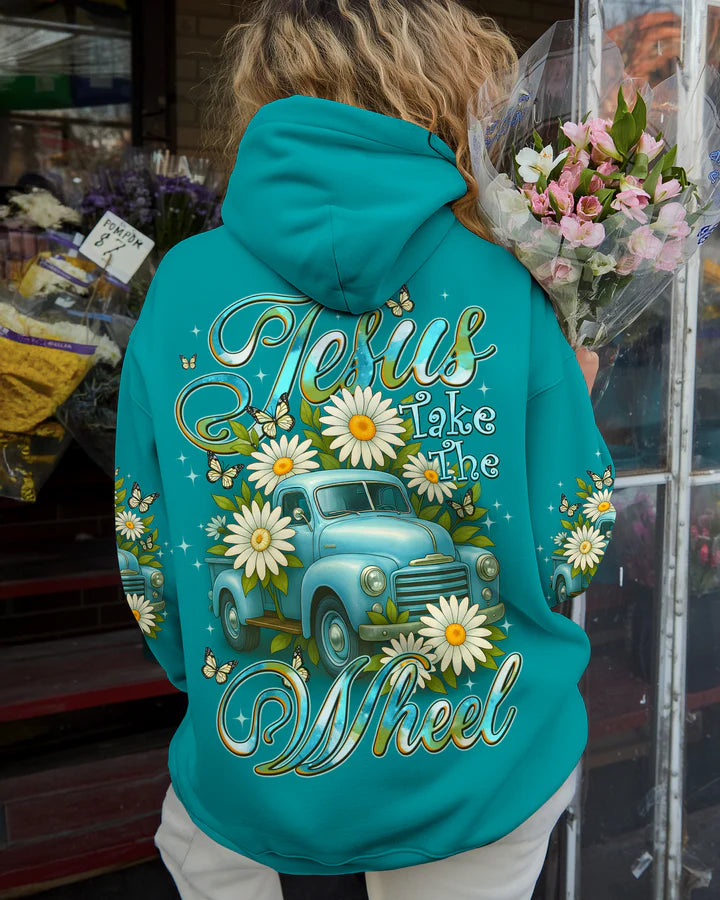 Cowgic Jesus Take The Wheel Daisies Women's All Over Print Shirt
