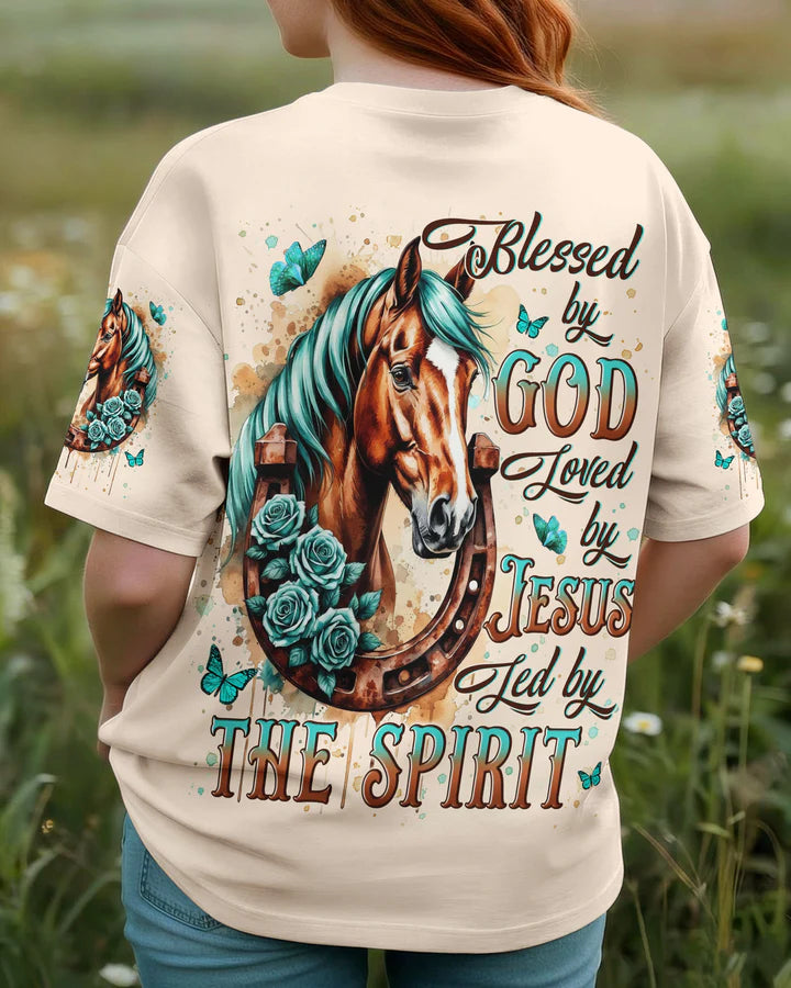 Cowgic Blessed By God Horse Women's All Over Print Shirt