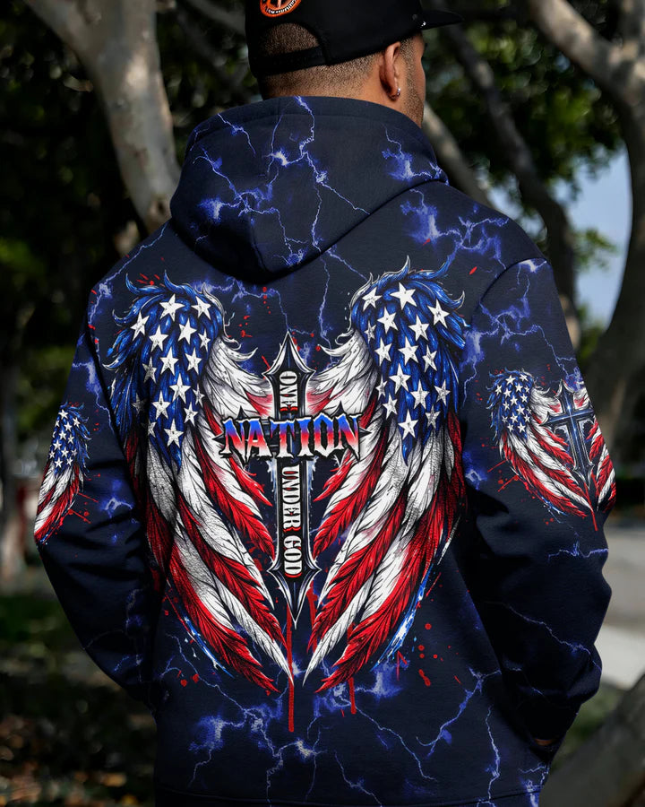 Cowgic One Nation Under God Cross Wings Men's All Over Print Shirt