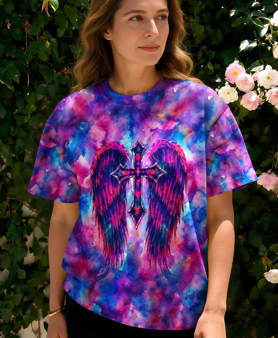 Cowgic I Can Do All Things Through Christ Neon Jesus Cross All Over Print Shirt