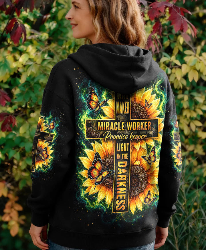 Cowgic Way Maker Miracle Worker Cross Sunflower Women's All Over Print Shirt