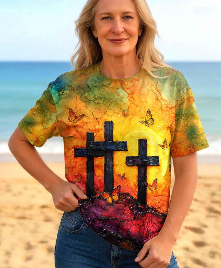 Cowgic Faith Hope Love Sunset Cross Women's All Over Print Shirt