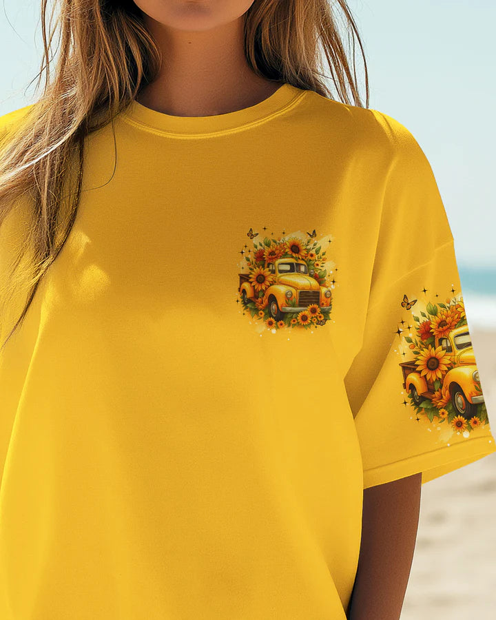 Cowgic Jesus Take The Wheel Sunflowers Women's All Over Print Shirt