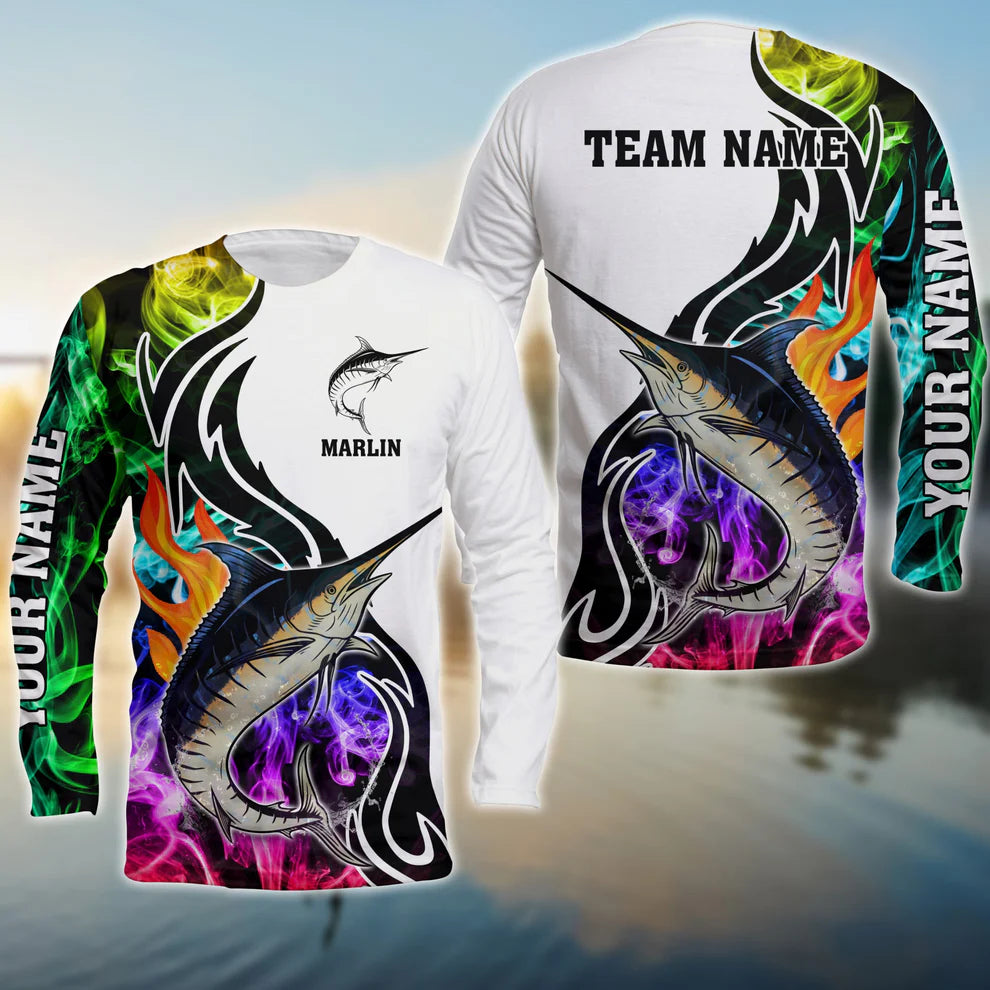 Cowgic Marlin Fishing Customize Name 3D Shirts