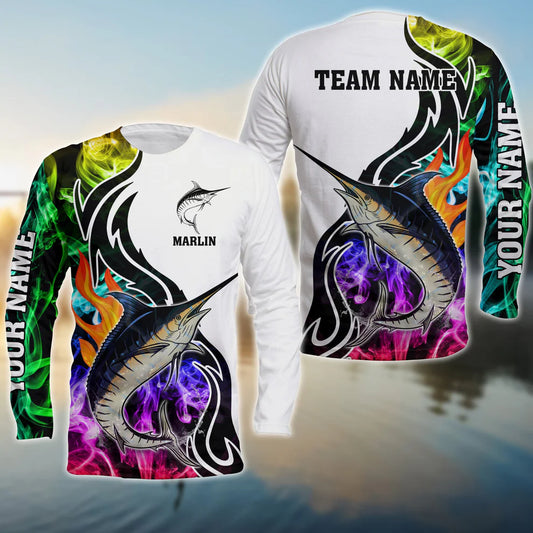 Cowgic Marlin Fishing Customize Name 3D Shirts