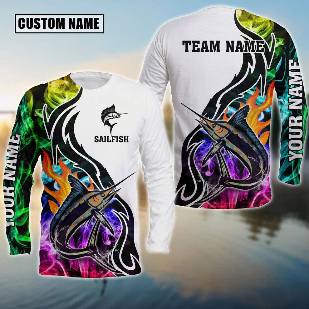 Cowgic Sailfish Fishing Customize Name 3D Shirts