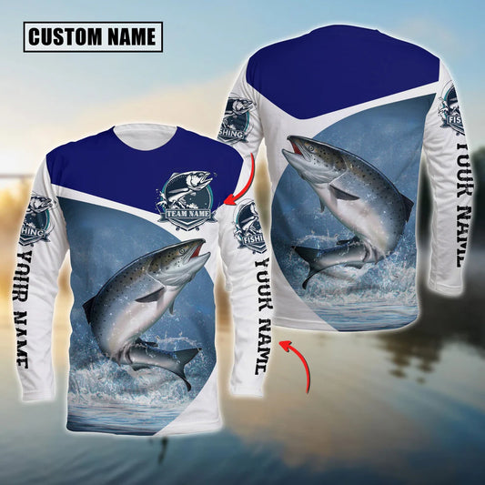 Cowgic Chinook Salmon Fishing Customize Name 3D Shirts